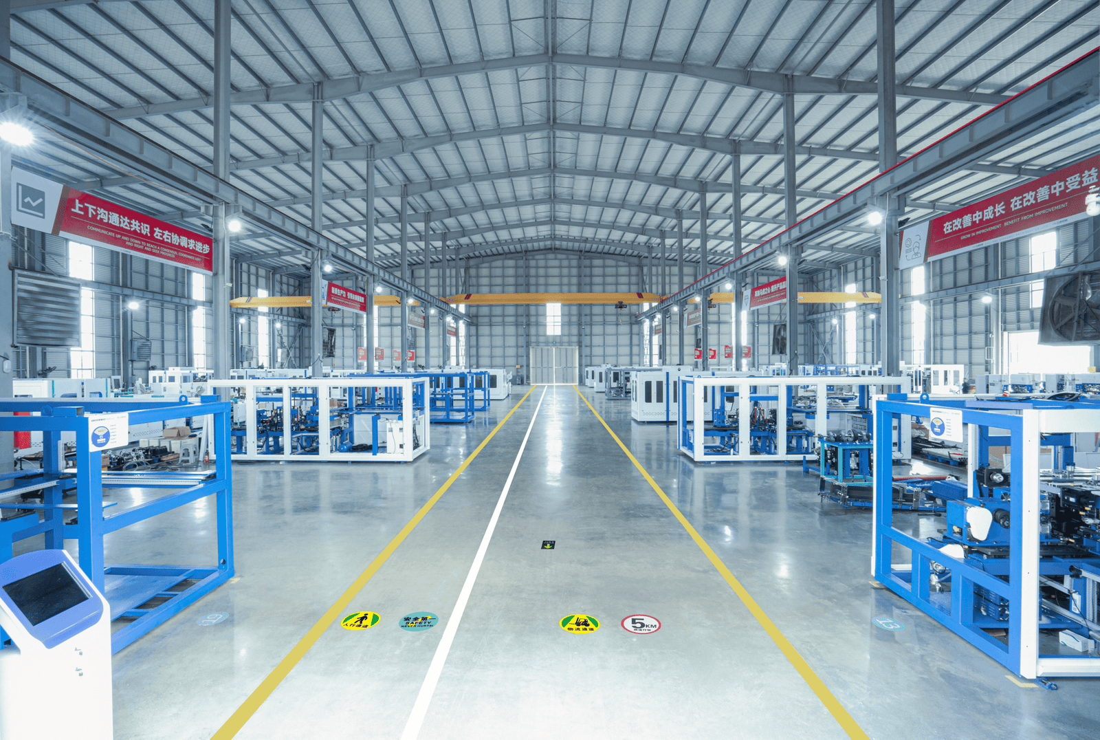 ZHENGWEI production line — main assembly hall with paper bag machines in final assembly