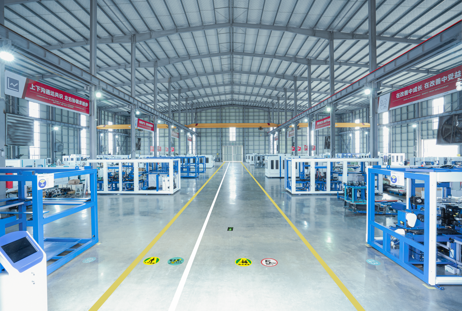 ZHENGWEI production line — main assembly hall with paper bag machines in final assembly