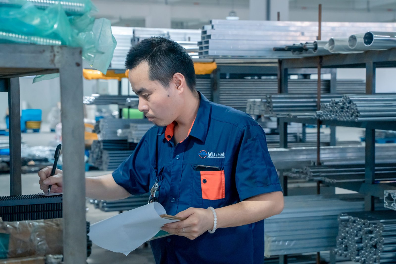 Precision component warehouse — organized inventory for rapid production and spare parts