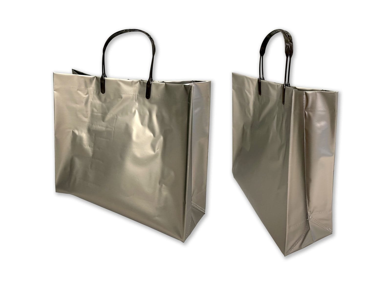 Bronze and champagne metallic non-woven bag samples
