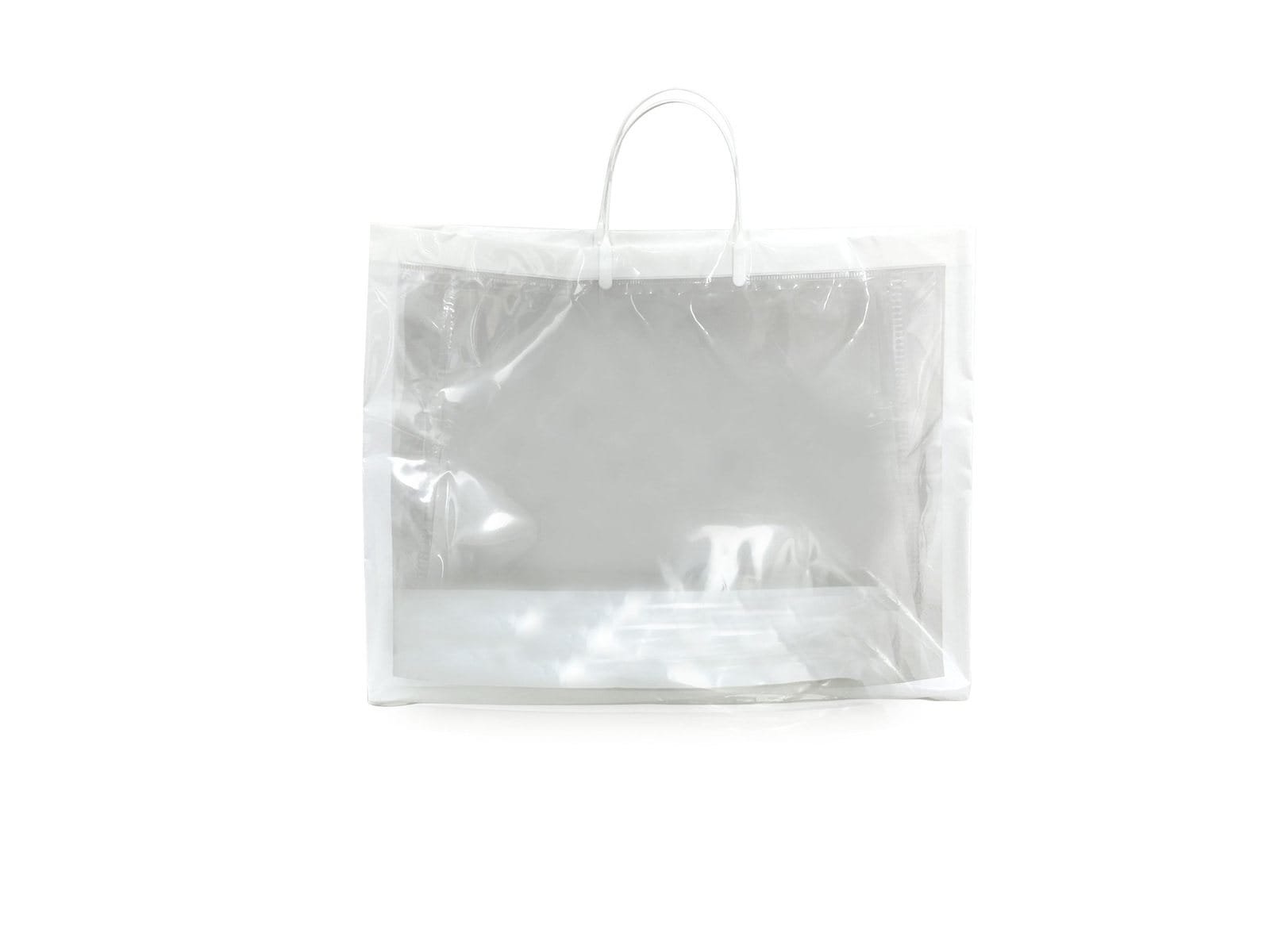 Translucent frosted non-woven bag sample with contrasting inner bag