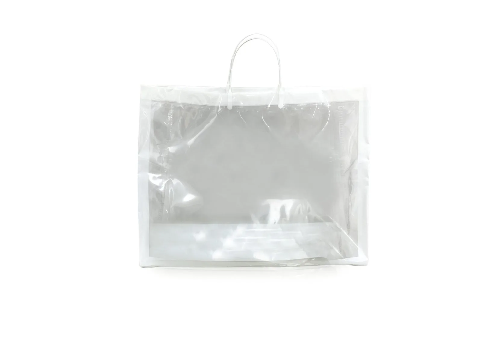 Translucent frosted non-woven bag sample with contrasting inner bag