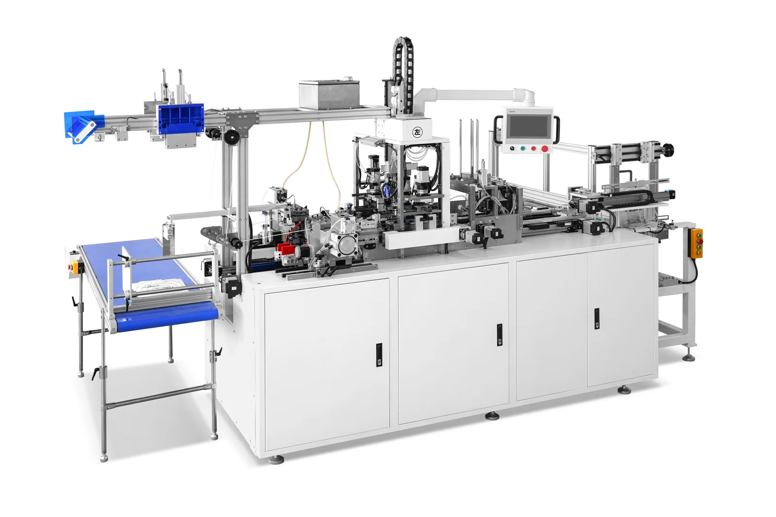 KFD-500A automatic paper bag rope threading machine with output conveyor