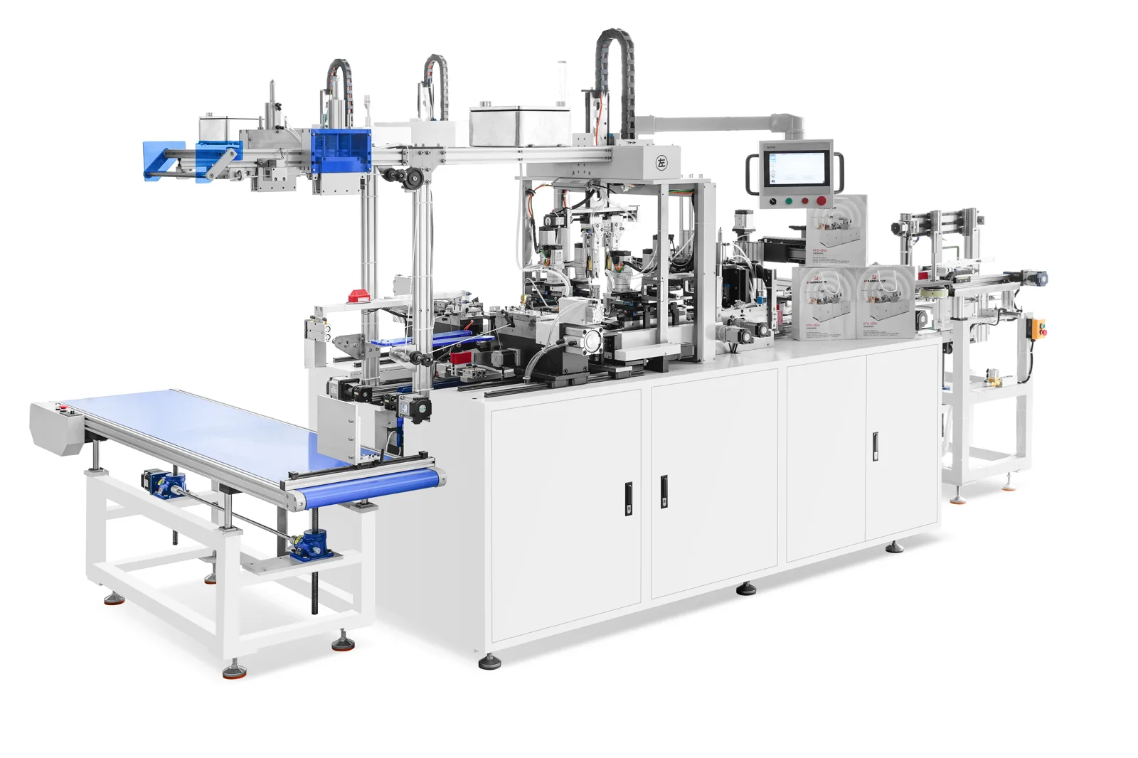 KFD-500C+H paper bag rope threading machine with hangtag and hook stations