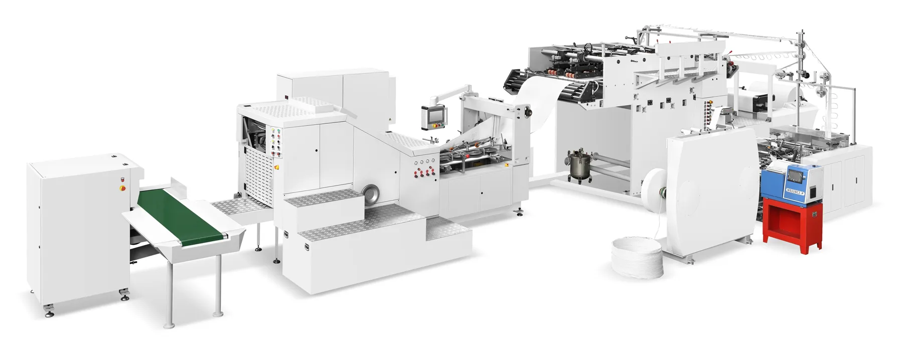 RZFD-330 roll fed paper bag making machine line with inline twisted rope handle unit
