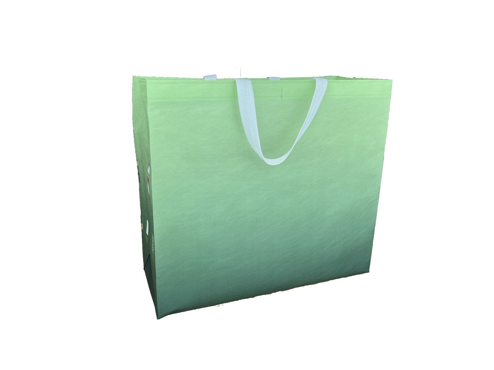 Green RPET non-woven bag sample, wide format