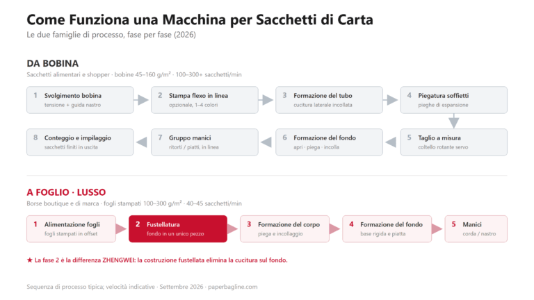 Come Funziona una Macchina per Sacchetti di Carta: Da Bobina vs a Foglio
